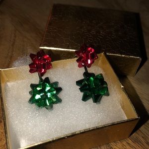 Holiday ear jacket “bows” earrings